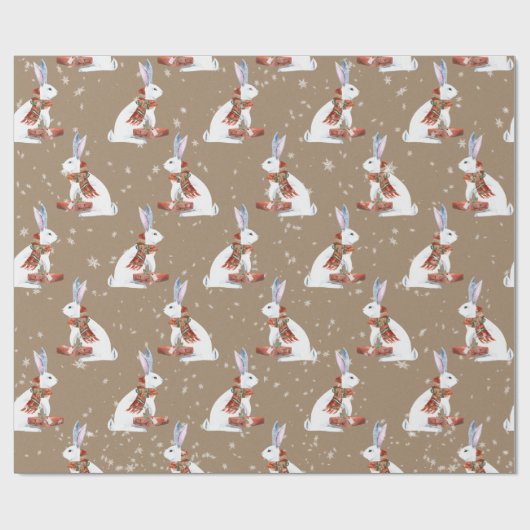 Rustic Kraft Gift Giving Arctic Hare Bunny Rabbit Cadeaupapier (Vlak)