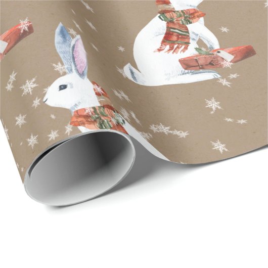 Rustic Kraft Gift Giving Arctic Hare Bunny Rabbit Cadeaupapier (Rol Hoek)