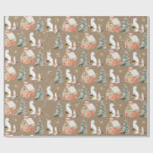 Rustic Kraft Gift-Giving White Ermines Holiday Cadeaupapier (Vlak)