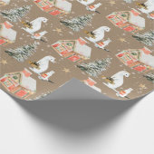 Rustic Kraft Gift-Giving White Ermines Holiday Cadeaupapier (Hoek)