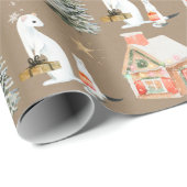 Rustic Kraft Gift-Giving White Ermines Holiday Cadeaupapier (Rol Hoek)