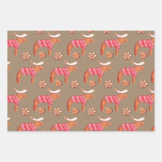 Rustic Kraft Gingerbrood Cookies Inpakpapier Vel (Voorkant)