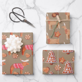 Rustic Kraft Gingerbrood Cookies Inpakpapier Vel