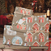 Rustic Kraft Gingerbrood House Snow Wereldbol Snow Inpakpapier Vel