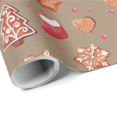 Rustic Kraft gingerbrood koekjes met ijsvorming Cadeaupapier (Rol Hoek)