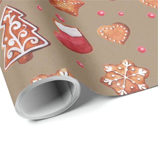 Rustic Kraft gingerbrood koekjes met ijsvorming Cadeaupapier (Rol Hoek)