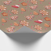 Rustic Kraft gingerbrood koekjes met ijsvorming Cadeaupapier (Hoek)