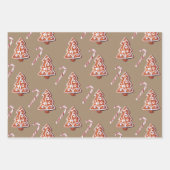 Rustic Kraft Gingerbrood Stars Snowflakes Trein Inpakpapier Vel (Voorkant 2)