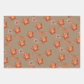 Rustic Kraft Gingerbrood Stars Snowflakes Trein Inpakpapier Vel (Voorkant)