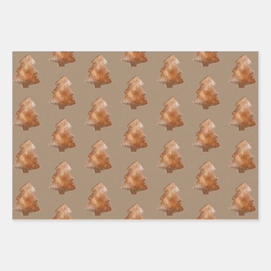 Rustic Kraft Gingerbrood Trees Inpakpapier Vel (Voorkant)