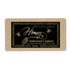 rustic Kraft Gold bijenhoningpot Etiket