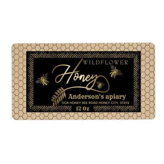  rustic Kraft Gold bijenhoningpot Etiket (Voorkant)