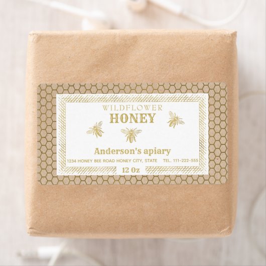  rustic Kraft Gold bijenhoningpot Etiket (Insitu)