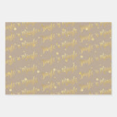 Rustic Kraft Gold Calligrafie Kerstmis Inpakpapier Vel (Voorkant 2)