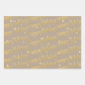 Rustic Kraft Gold Calligrafie Kerstmis Inpakpapier Vel (Voorkant 3)
