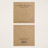 Rustic Kraft Gold Clip Display Vierkante Visitekaartjes (Voorkant /achterkant)