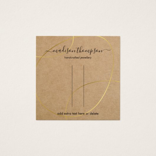 Rustic Kraft Gold Clip Display Vierkante Visitekaartjes (Voorkant)