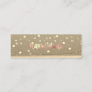 Rustic Kraft, Gold Confetti, handgemaakt Mini Visitekaartje