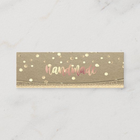 Rustic Kraft, Gold Confetti, handgemaakt Mini Visitekaartje (Voorkant)