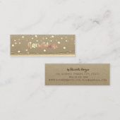 Rustic Kraft, Gold Confetti, handgemaakt Mini Visitekaartje (Voorkant / Achterkant)