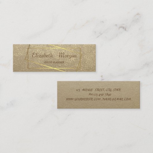 Rustic Kraft, Gold Confetti, Lijst Mini Visitekaartje (Voorkant / Achterkant)