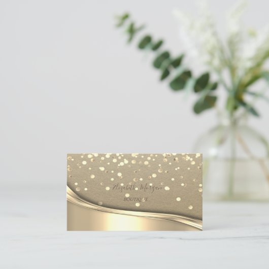 Rustic Kraft, Gold Confetti Visitekaartje (Staand voorkant)