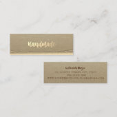 Rustic Kraft, Gold Handmade Mini Visitekaartje (Voorkant / Achterkant)