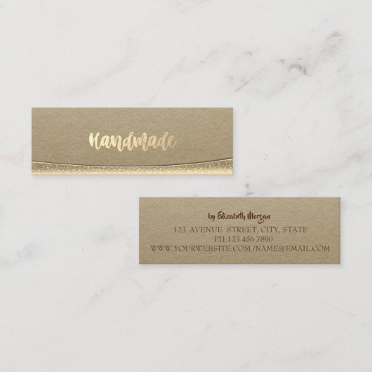 Rustic Kraft, Gold Handmade Mini Visitekaartje (Voorkant / Achterkant)