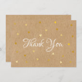 Rustic Kraft Gold Hearts Hartelijk dank Bedankkaart (Voorkant / Achterkant)