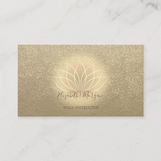 Rustic Kraft Gold Lotus Confetti Yoga Instructor Visitekaartje (Voorkant)