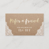Rustic Kraft Gold Script White Lace Referral (Voorkant)