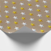 Rustic Kraft Gold Silver Stars Vakantie Cadeaupapier (Hoek)