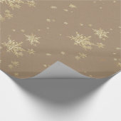 Rustic Kraft Gold Snowflakes Cadeaupapier (Hoek)