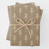 Rustic Kraft Gold Woodland Pine Tree Forest Inpakpapier Vel (In situ)
