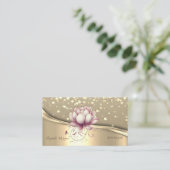 Rustic Kraft, Gouden Confetti, Chic Lotus Visitekaartje (Staand voorkant)