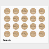 Rustic Kraft Gouden Hart Script Bedankt Ronde Sticker (Vel)