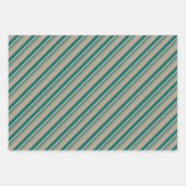 Rustic Kraft Green Blauwgroen Zwart Snoep Strepen Inpakpapier Vel (Voorkant 2)