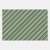 Rustic Kraft Green Blauwgroen Zwart Snoep Strepen Inpakpapier Vel (Voorkant)