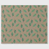 Rustic Kraft Green Holly Leaves Cadeaupapier (Vlak)