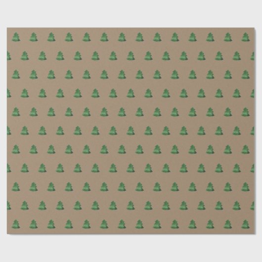 Rustic Kraft Green-kerstbomen Cadeaupapier (Vlak)