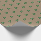 Rustic Kraft Green-kerstbomen Cadeaupapier (Hoek)