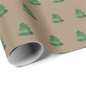 Rustic Kraft Green-kerstbomen Cadeaupapier (Rol Hoek)