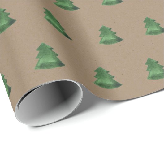 Rustic Kraft Green-kerstbomen Cadeaupapier (Rol Hoek)