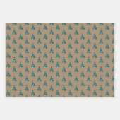 Rustic Kraft Green-kerstbomen met licht Inpakpapier Vel (Voorkant 3)