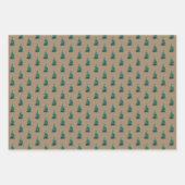 Rustic Kraft Green-kerstbomen met licht Inpakpapier Vel (Voorkant 2)