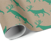Rustic Kraft Green Stag Reindeer Wrapping Paper Cadeaupapier (Rol Hoek)