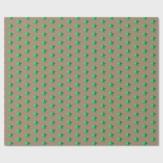 Rustic Kraft Green Stars Wrapping Paper Cadeaupapier (Vlak)