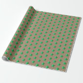 Rustic Kraft Green Stars Wrapping Paper Cadeaupapier (Uitgerold)