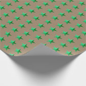 Rustic Kraft Green Stars Wrapping Paper Cadeaupapier (Hoek)