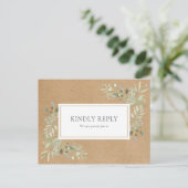 Rustic Kraft Greenery Wedding RSVP Uitnodiging (Staand voorkant)